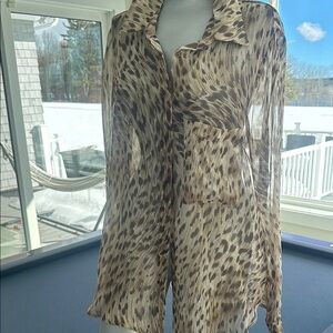 Haute Hippie Animal Print Sheer Blouse